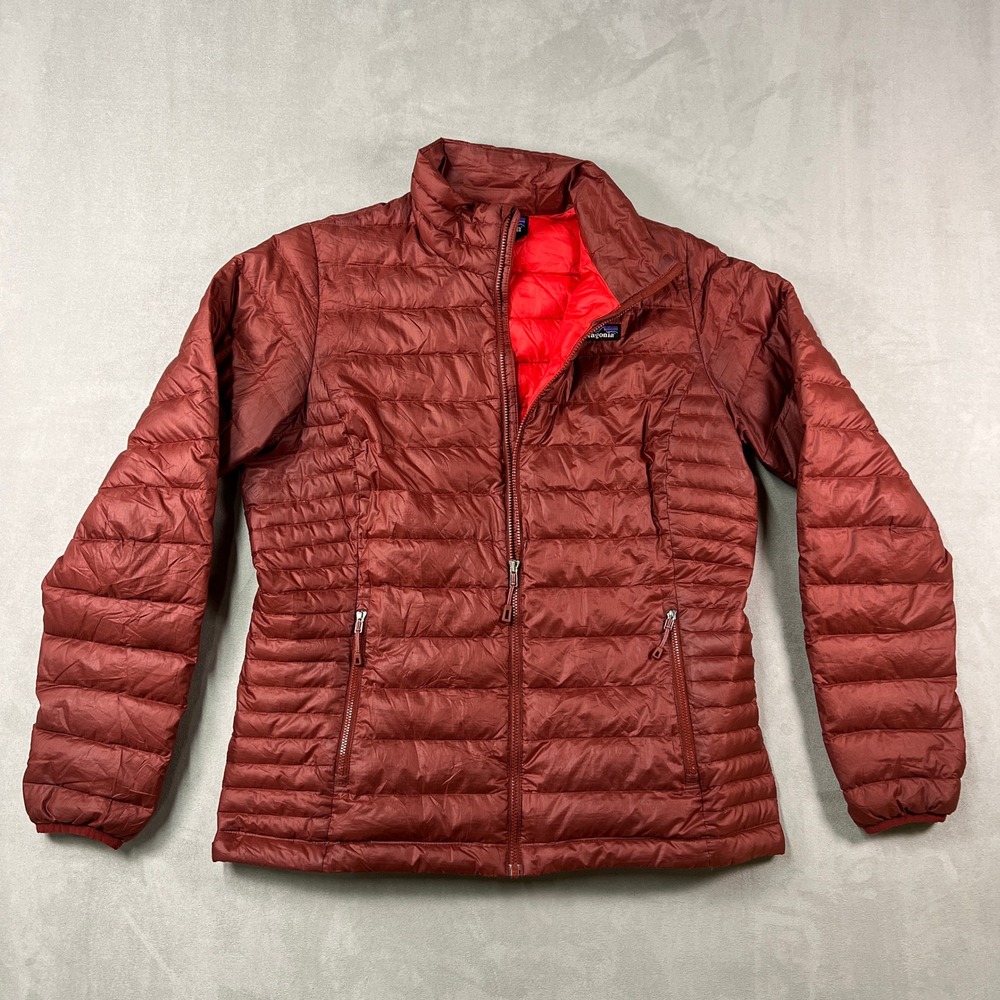 Patagonia Down Sweater Jacket Womens L Red Full Zip Puffer Insulated Outdoor‎